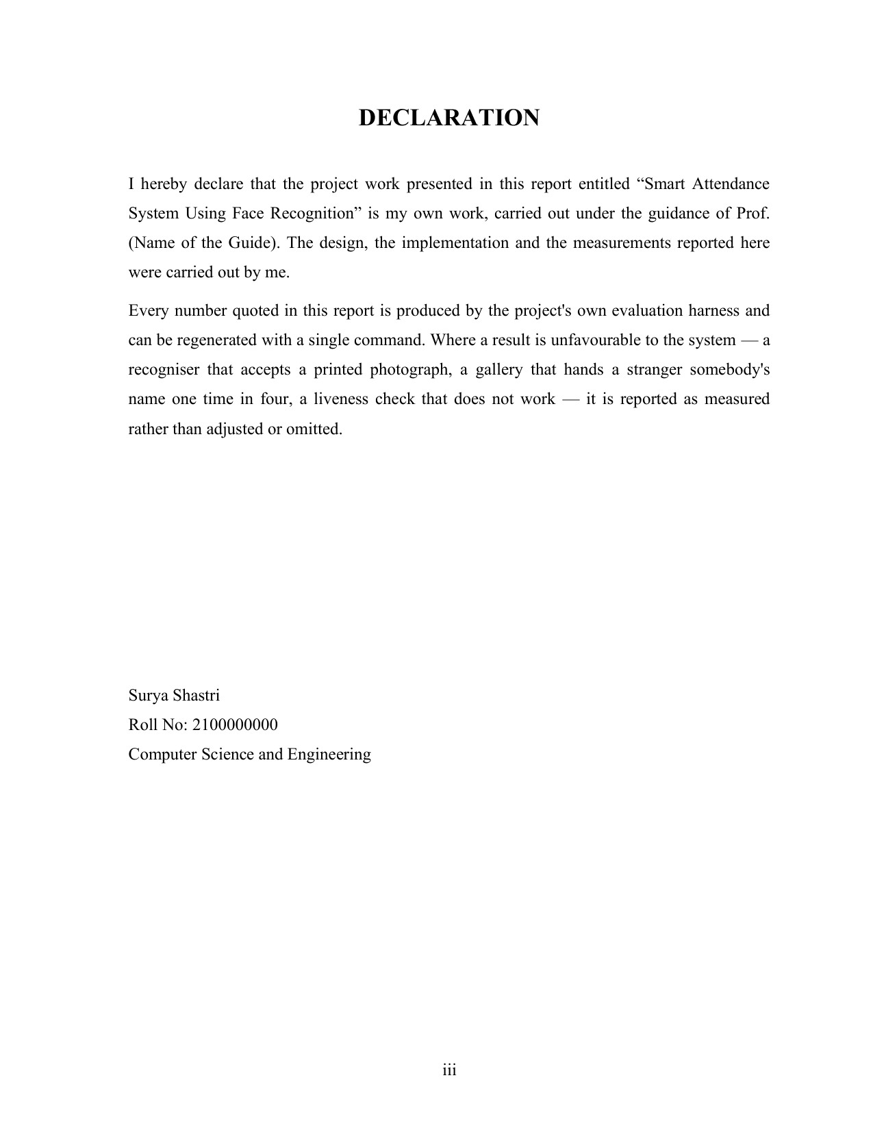 Smart Attendance System with Face Recognition project report — page 3