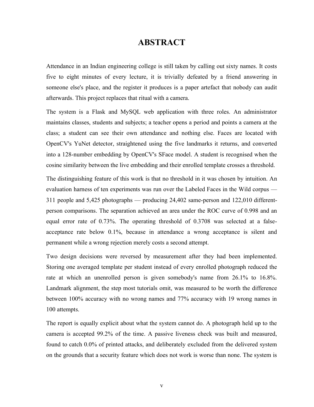 Smart Attendance System with Face Recognition project report — page 5