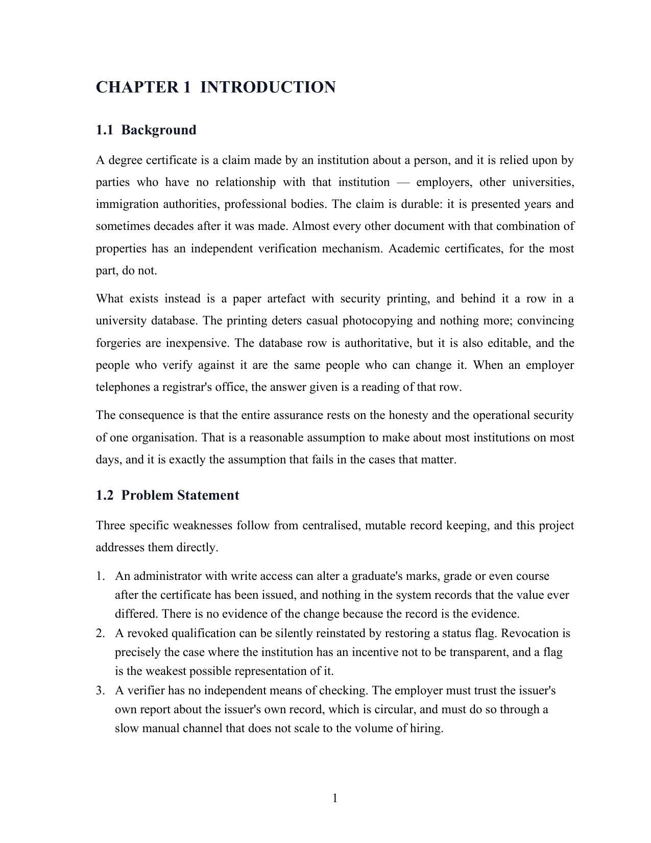 Blockchain Certificate Verification with MySQL project report — page 12