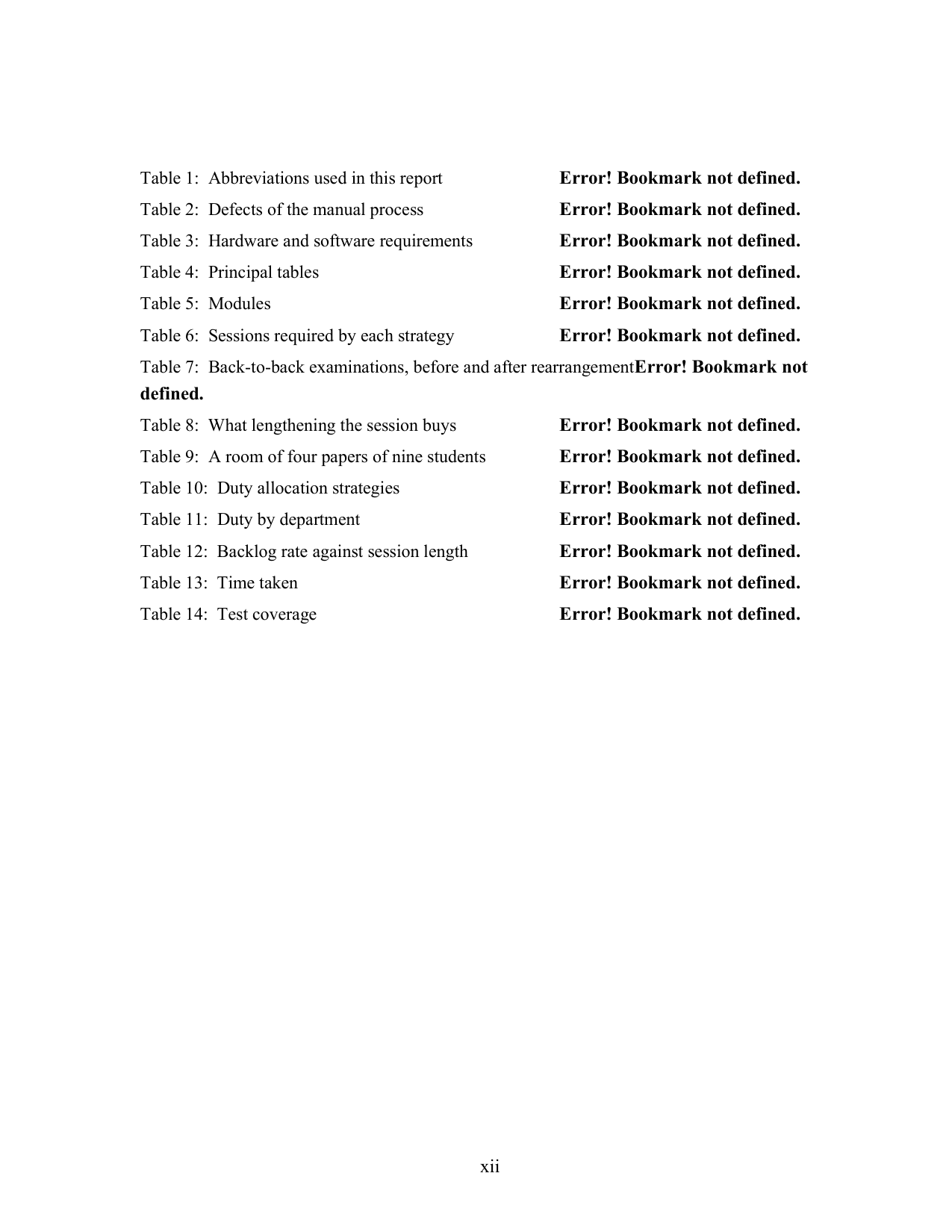 Exam Timetable, Seating and Invigilation System with MySQL project report — page 12