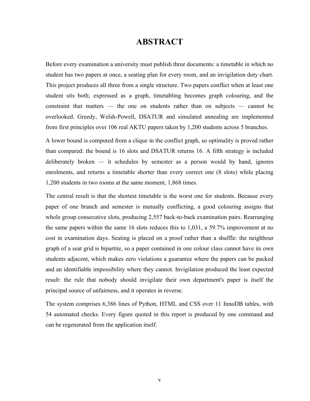 Exam Timetable, Seating and Invigilation System with MySQL project report — page 5
