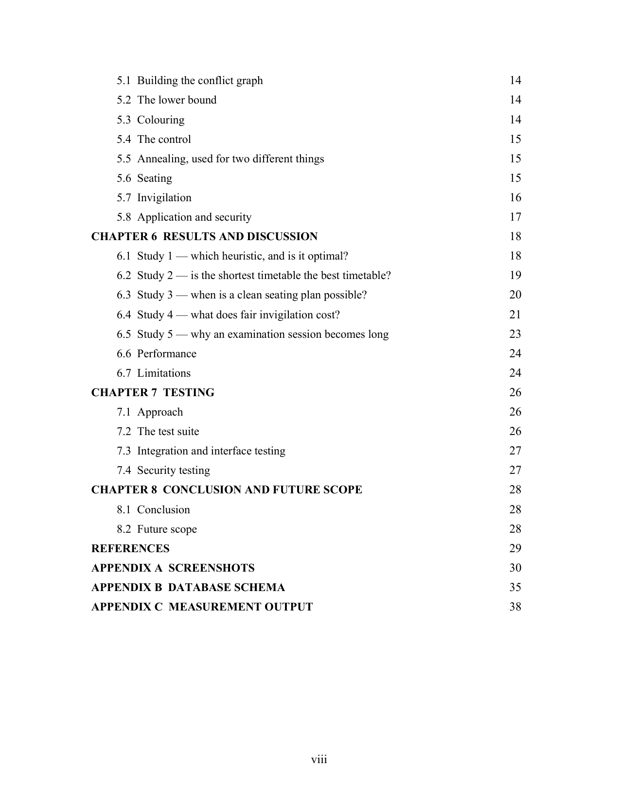 Exam Timetable, Seating and Invigilation System with MySQL project report — page 8