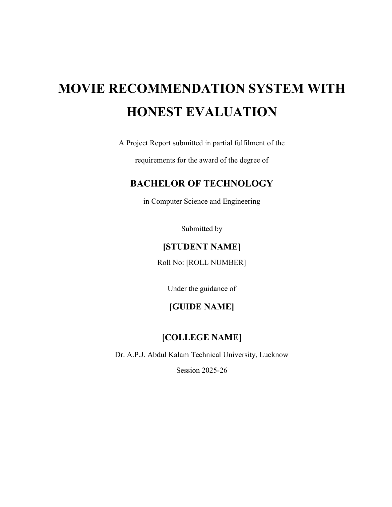 Movie Recommendation System with MySQL project report — page 1
