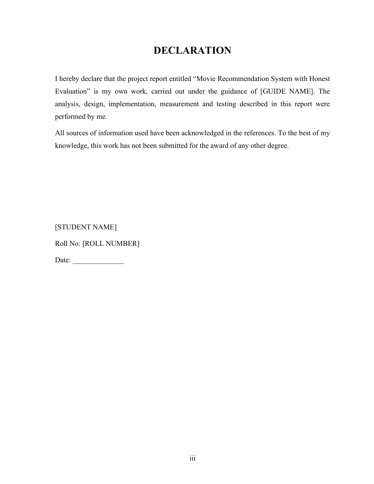 Movie Recommendation System with MySQL project report — page 3