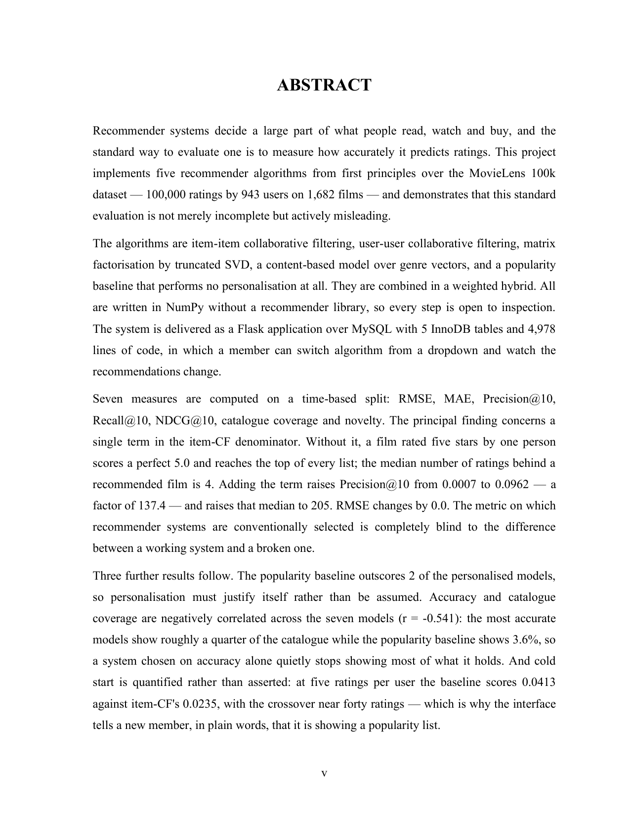 Movie Recommendation System with MySQL project report — page 5