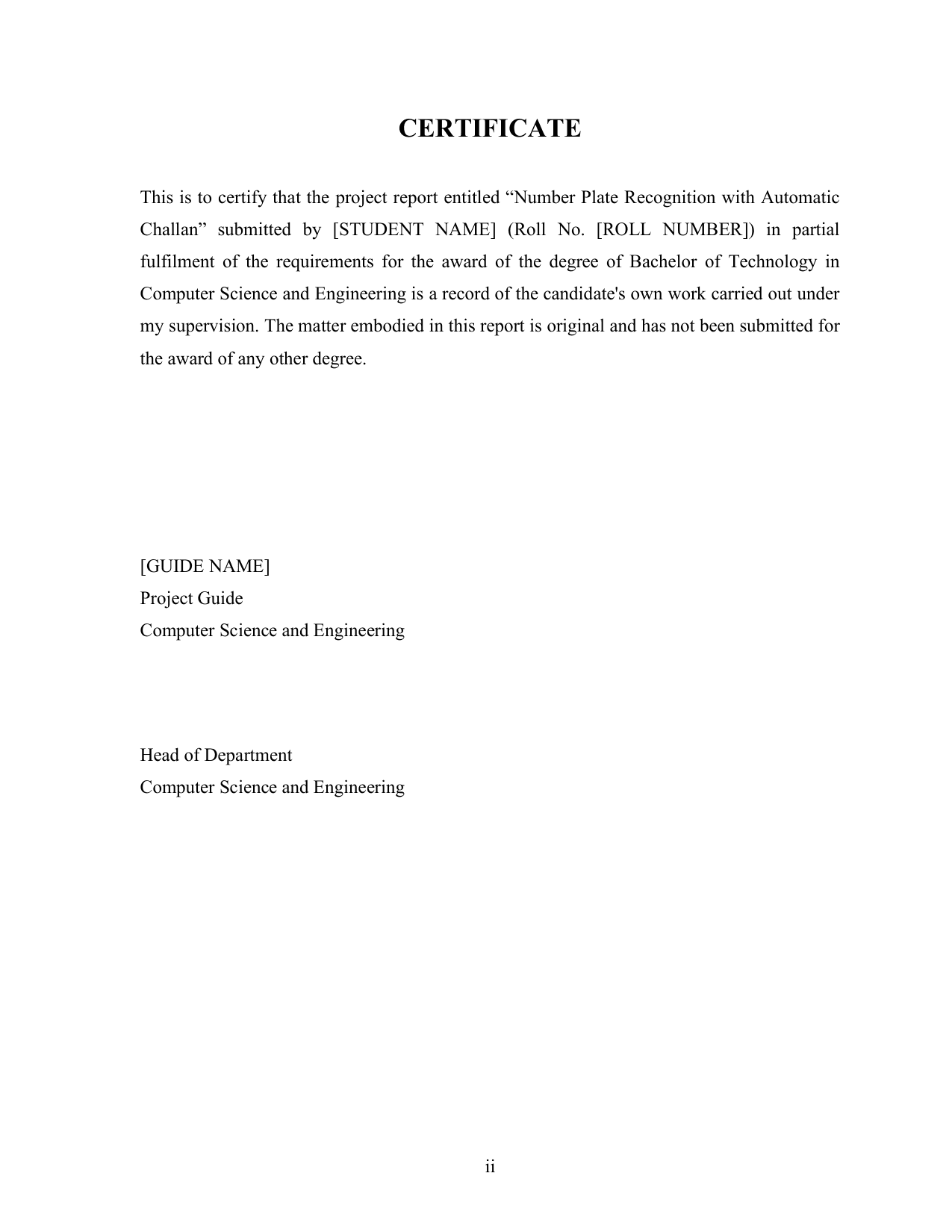 Number Plate Recognition with Automatic Challan project report — page 2