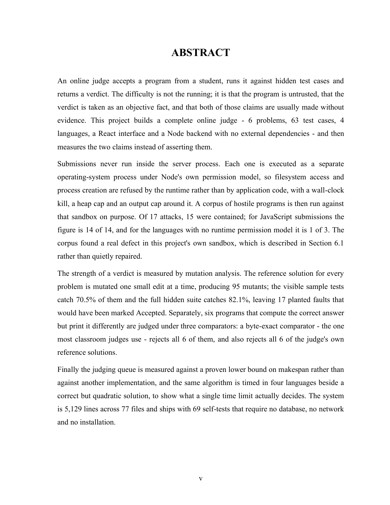 Online Code Judge and Auto-Grader with a Real Sandbox (Node.js, React, SQLite) project report — page 5