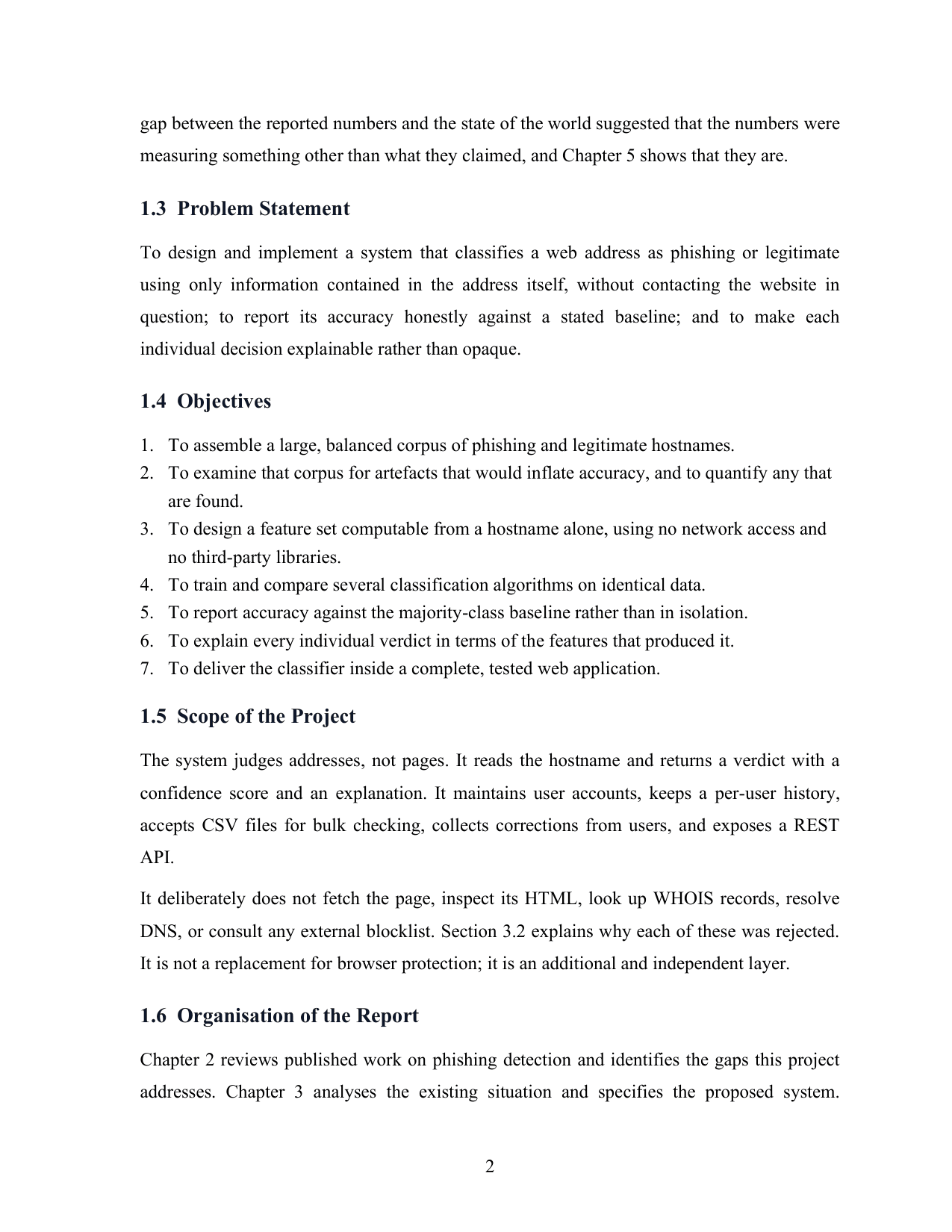 Phishing Website Detection using Machine Learning project report — page 12