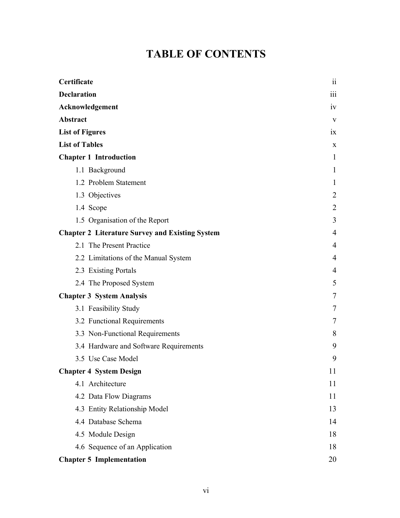 Placement Management System with MySQL project report — page 6
