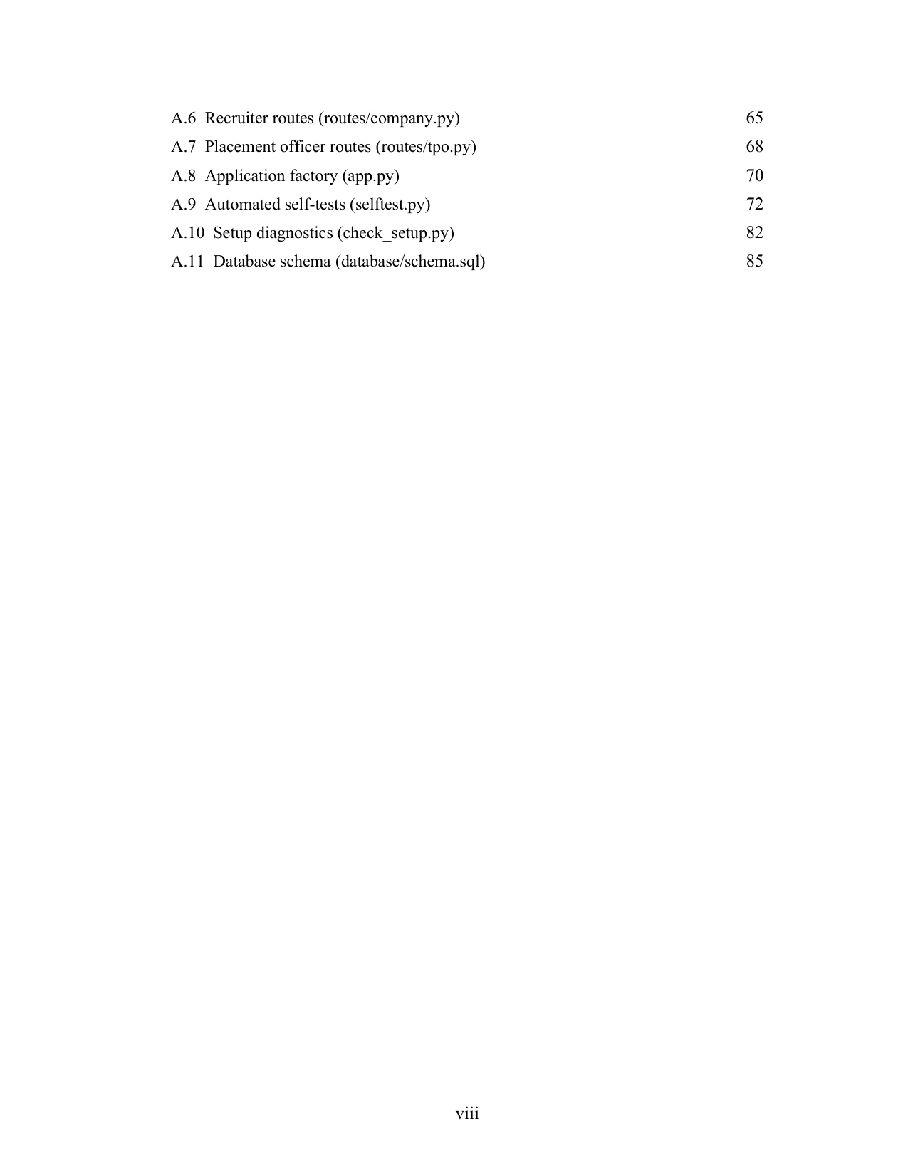 Placement Management System with MySQL project report — page 8