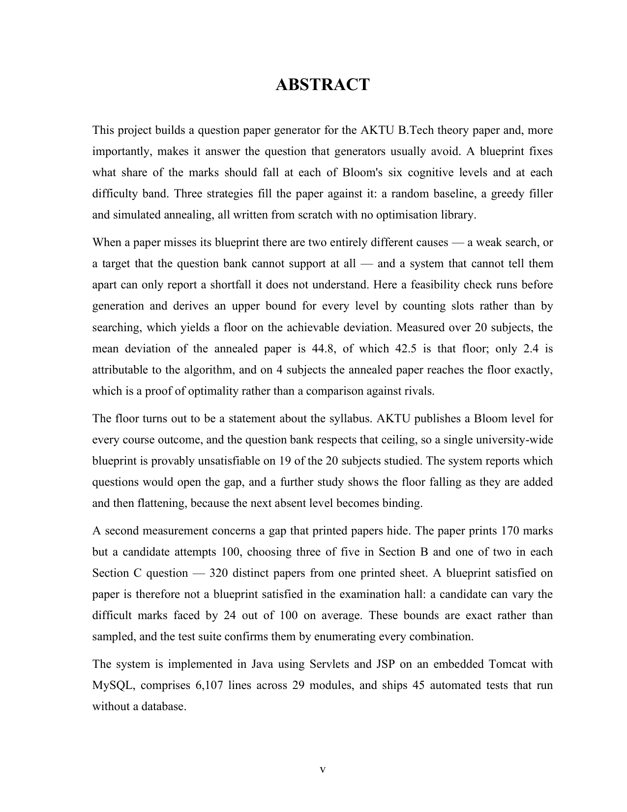 Question Paper Generator with Bloom's Taxonomy Blueprint (Java, JSP, MySQL) project report — page 5
